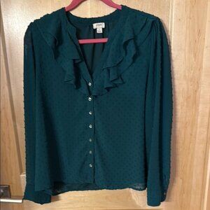 J. Crew Green Blouse Chic Top